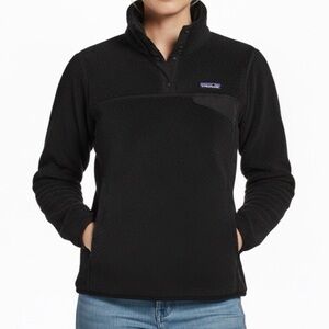 Patagonia Polartec Snap-T Pullover Fleece Jacket Black Women's Size S Y2K